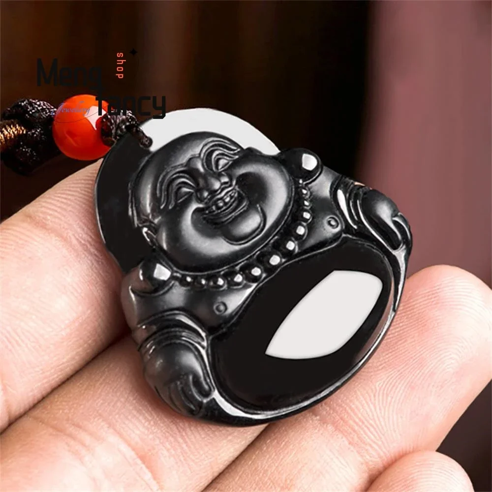 Натуральные А-товары кулон Будды матреи из нефрита с чернилами изысканная