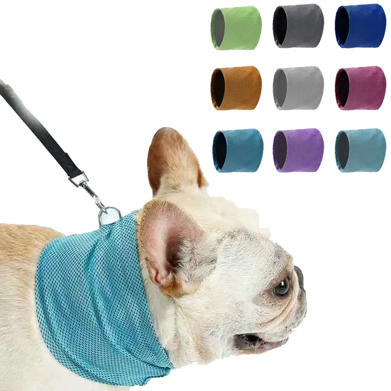 

9 Bandana Colors Collars Wrap Dogs Supplies Buckle Cooling Cloth Neck Dog Scarf With Soft Summer Cats Outdoor Puppy Pet Leash