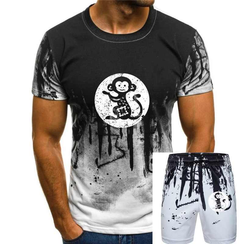 

Мужская черная футболка гороскоп счастливая дикая обезьяна Китайский Зодиак