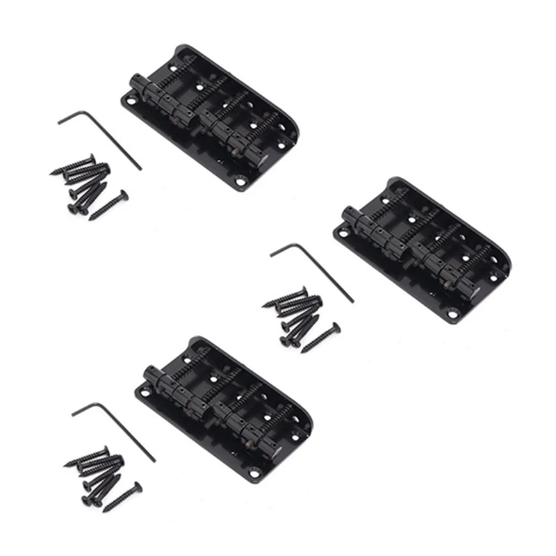 

3X 4 String Vintage Style Bass Hardtail Bridge For Precision Jazz Bass Top Load Upgrade,Black