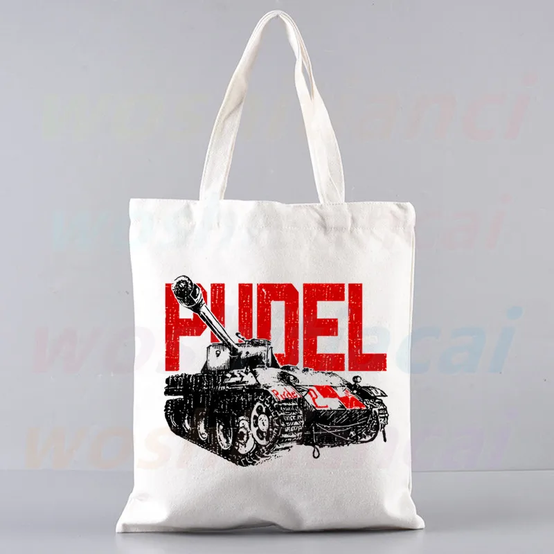 

Tiger Panzeriv Panther Tanks Print Reusable Shopping Bag Women Canvas Tote Bags Printing Eco Bag Cartoon Shopper Shoulder Bags