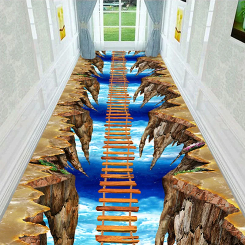 

3D Children's Carpet Adventure Game Corridor Runner Rug Hallway Long Kitchen Bedroom Rug Door Mat Non-Slip Home Pastoral Rug