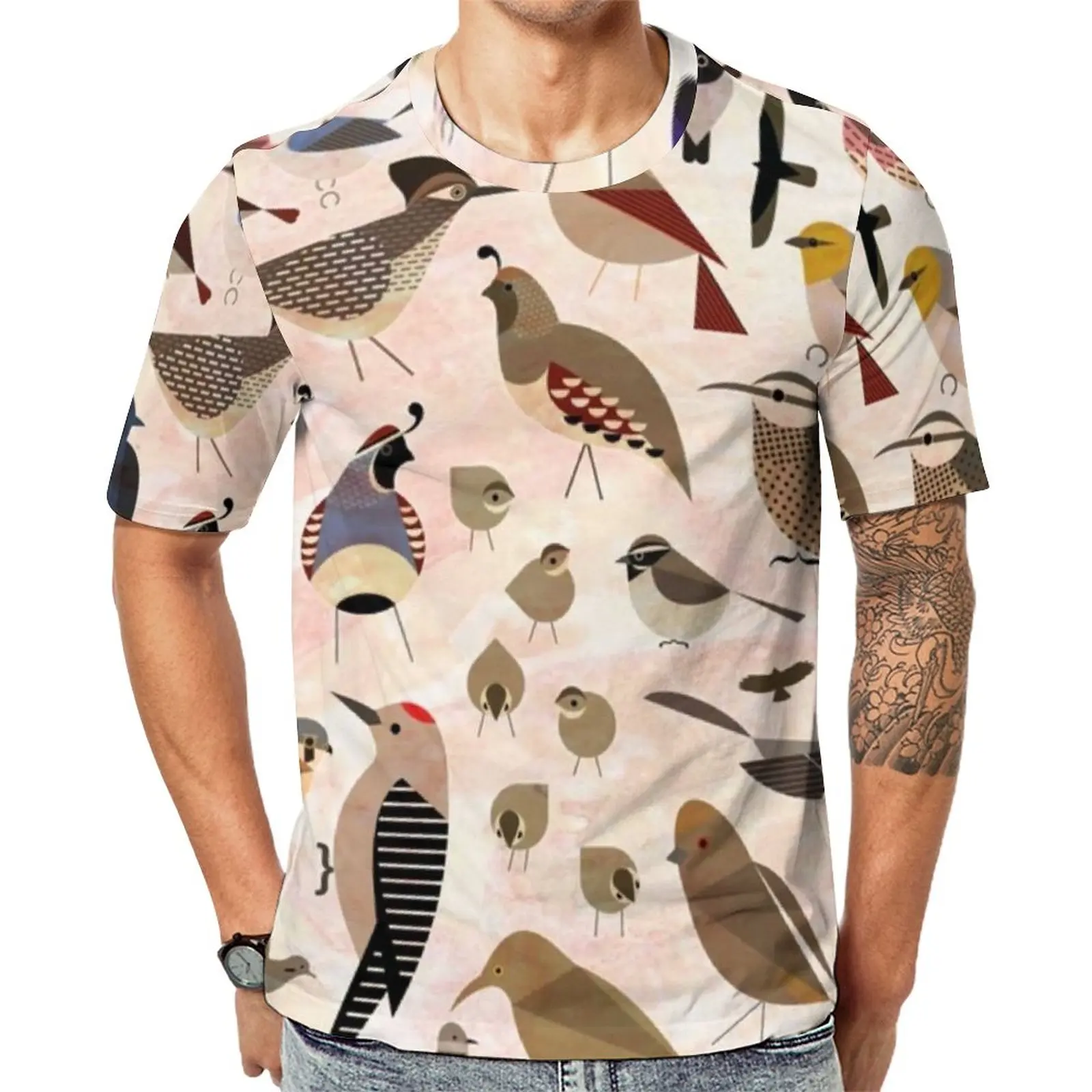 

Sonoran Birds Print T Shirt Bird Art Harajuku T Shirts Men Street Style Tee Shirt Summer Short Sleeve Pattern Top Tees Plus Size