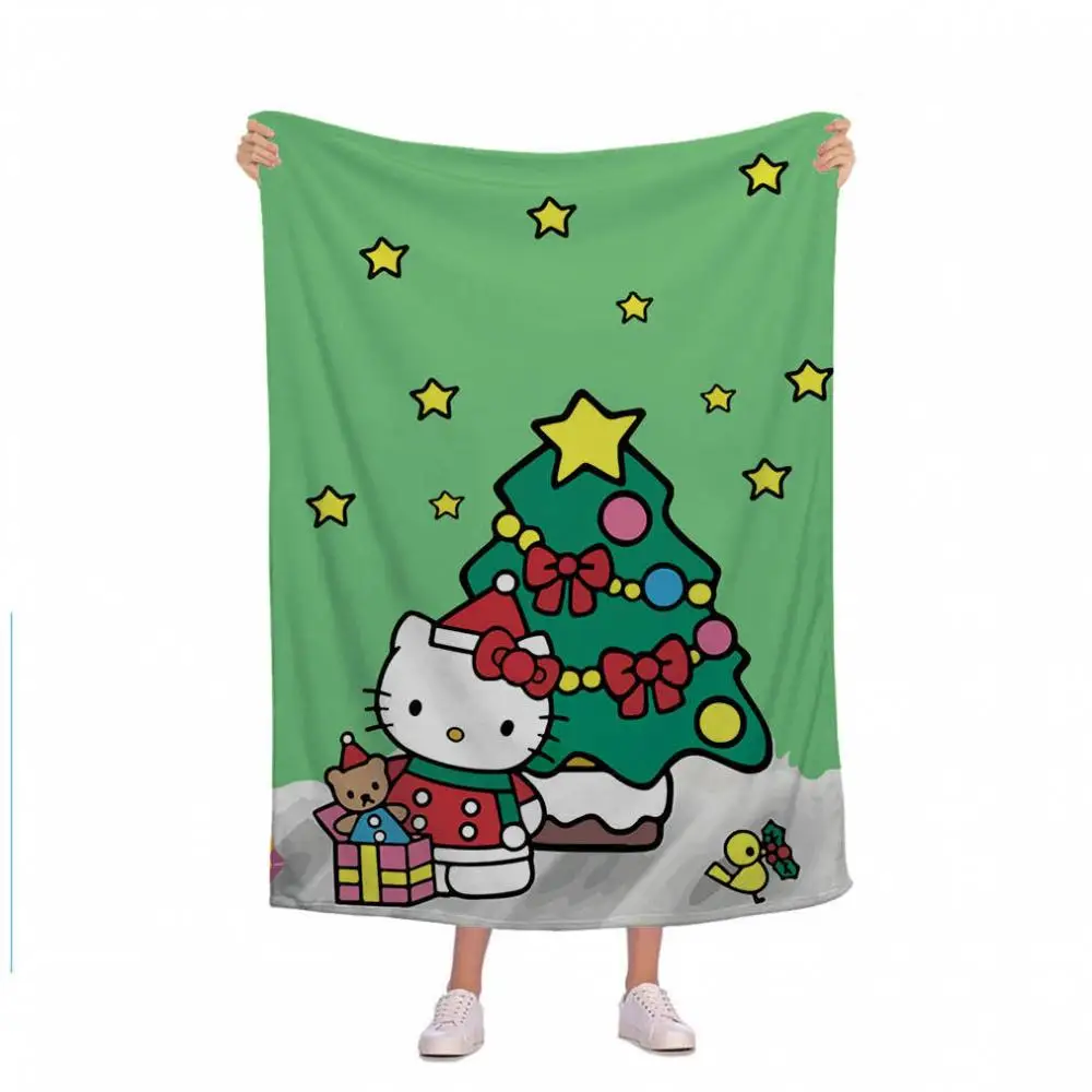 

Милые плюшевые одеяла Kawaii Kt Cat Sanrioed с рисунком из мультфильма покрывало для сна теплые мягкие фланелевые детские постельные принадлежности ...