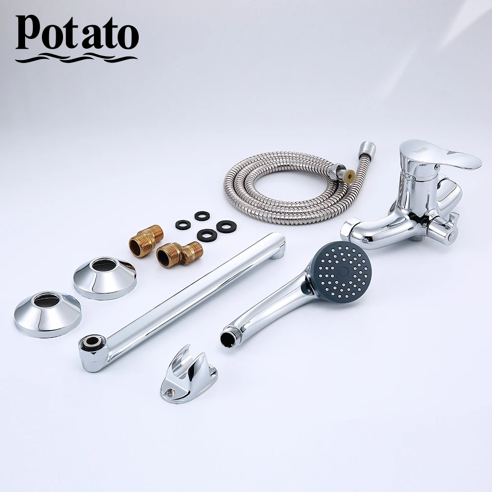 potato bathtub faucet shower head zinc alloy body chrome outlet pipe bathroom shower faucet p22214 free global shipping