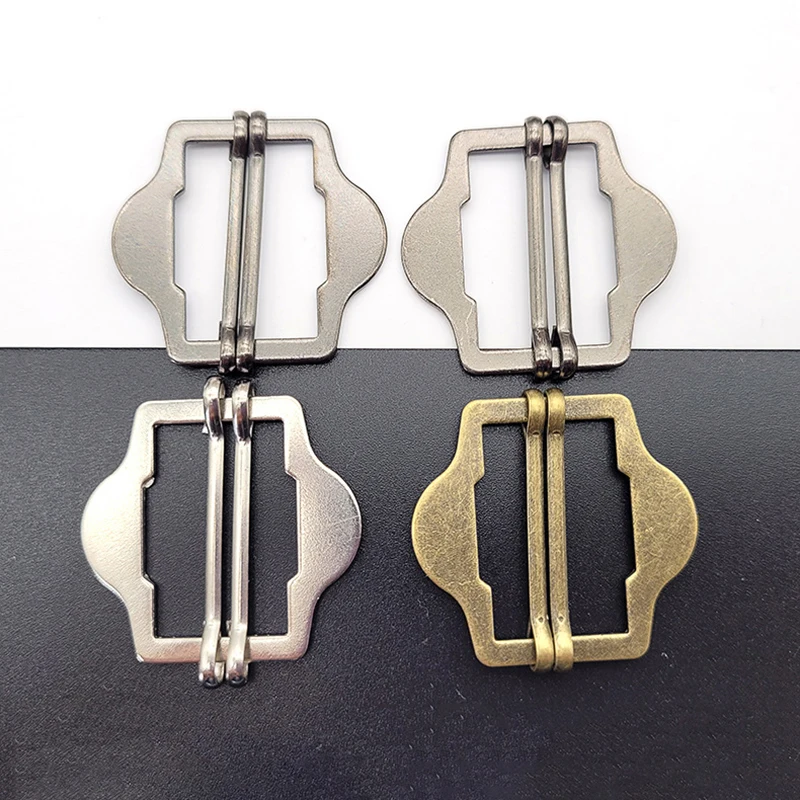 3 Pcs/pack Metal Two Slides Tri-Glide Buckles for Suit Vest Shoulder Leather Bag Strap Belt Slider Adjustment Rectangle Buckle