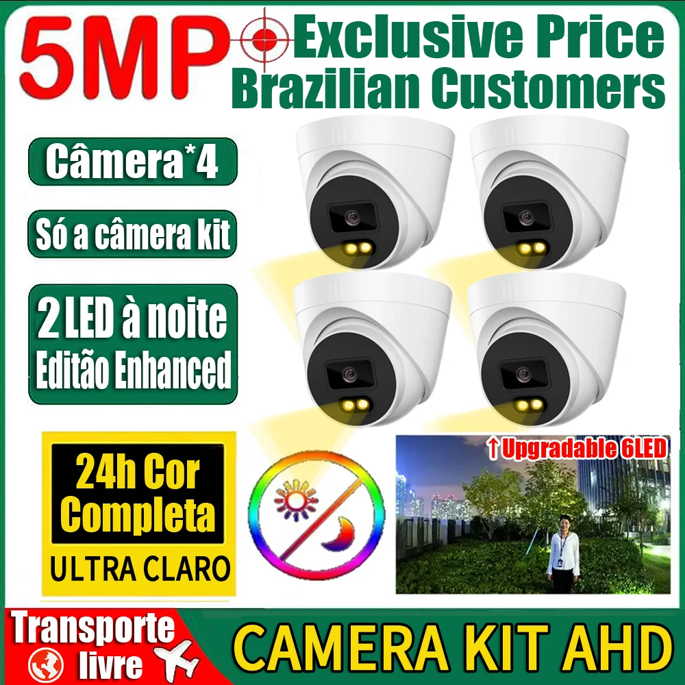 

Комплект купольных AHD-камер видеонаблюдения, 4 канала, 5,0 МП, 2K HD 4 МП 24 ч полноцветное ночное видение, светодиодов, комнатная система безопасн...