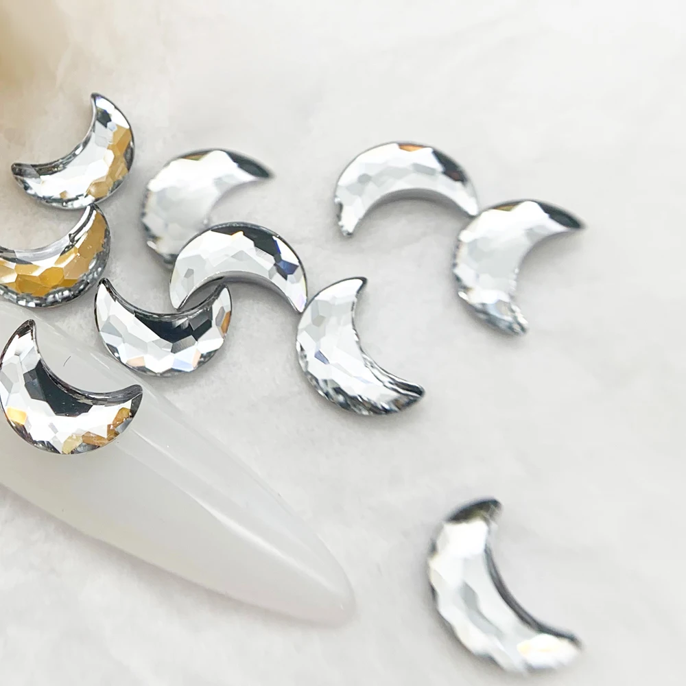 Луна 3x6 мм Стразы для дизайна ногтей 20 шт. прозрачные AB с плоской задней частью без