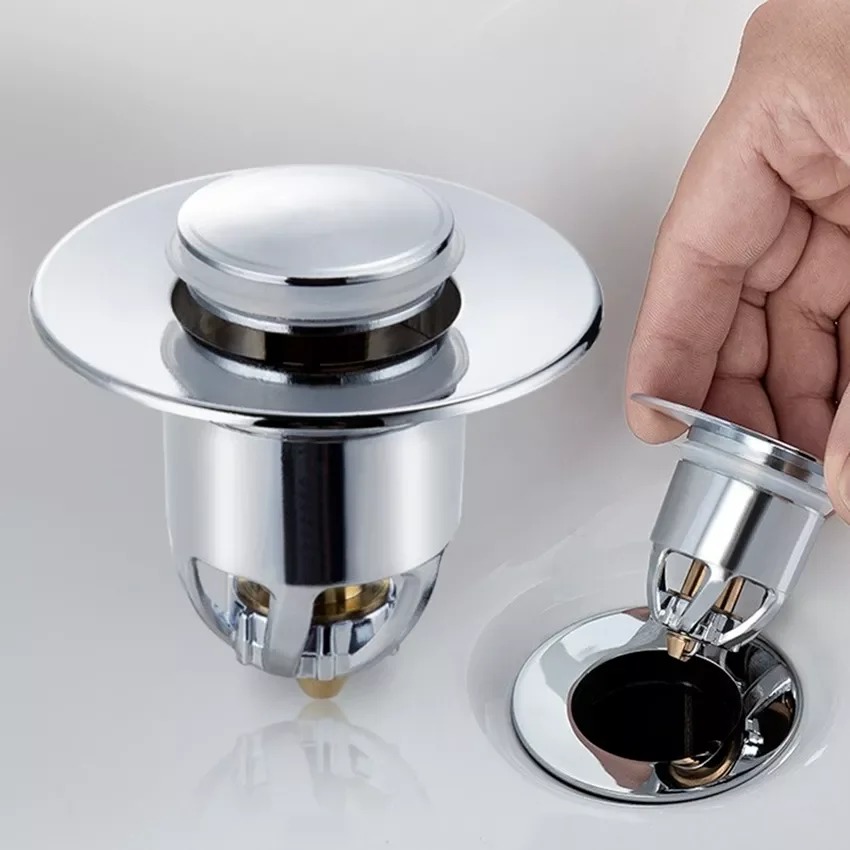 

steel bounce core push type drainage filter universal wash basin push type sink bathroom bathtub plug water stop New