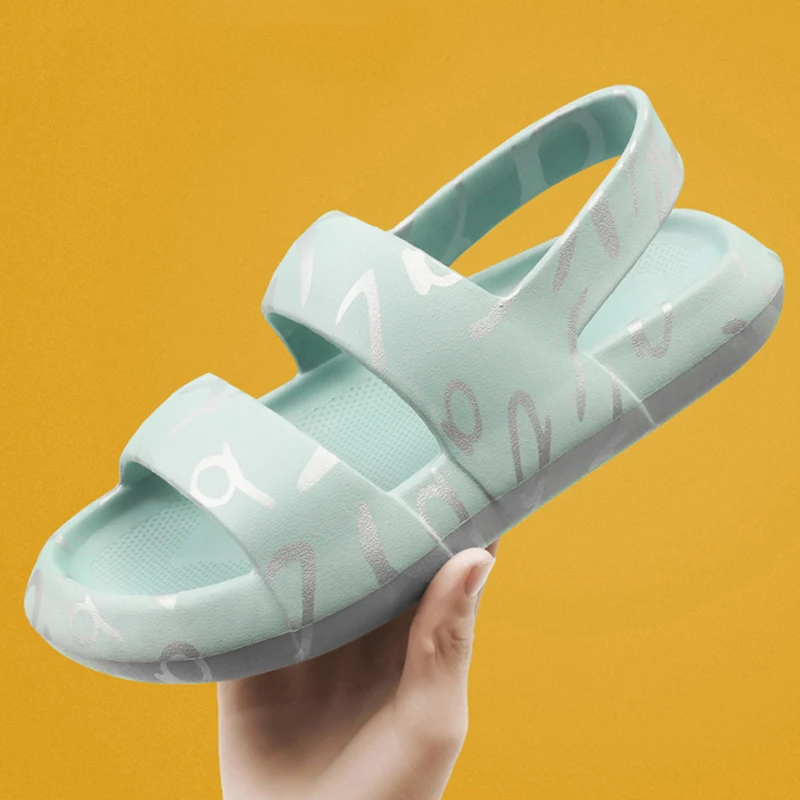 

Women Beach Sandals Man Fashion Print Sandals 2022 Summer Cloud Slippers Comfortable Soft EVA Shoes Outdoor Casual Slippers