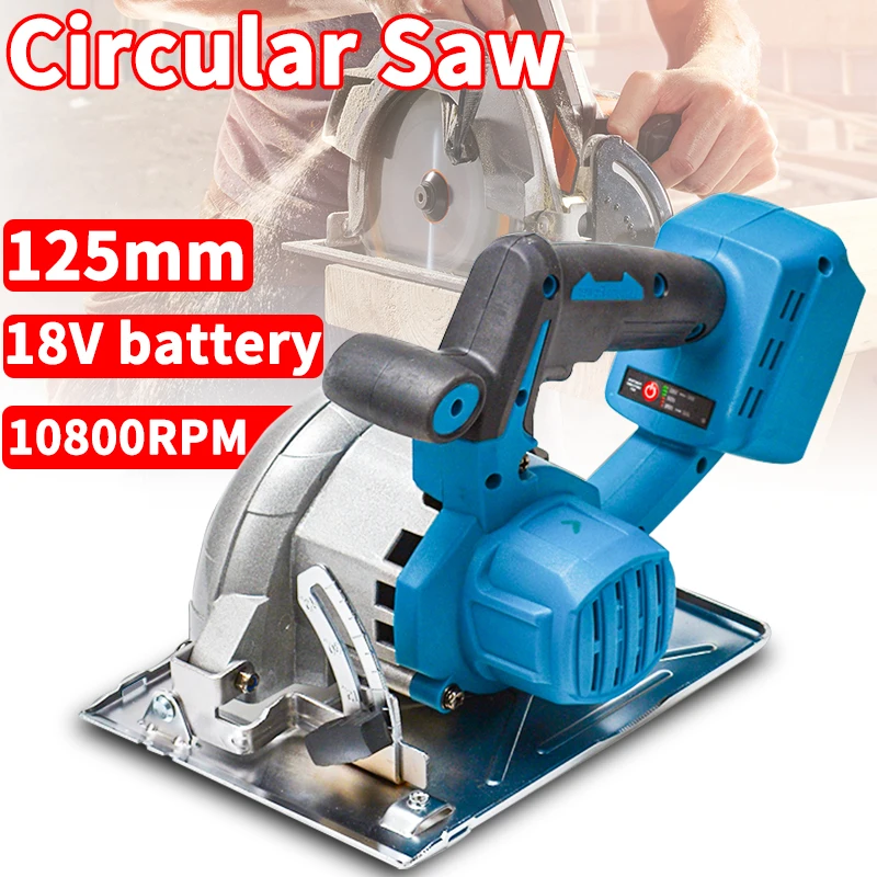 

125mm 10800rpm Cordless Electric Circular Saw Electric Tool Portable 18V Makita Battery Adjustable Curve Cutting Sawing Machine