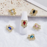 10pcsbag heart nail art rhinestone 3d gold alloy 812mm 6 color zircon nail decorations nail jewelry diy nail art accessories