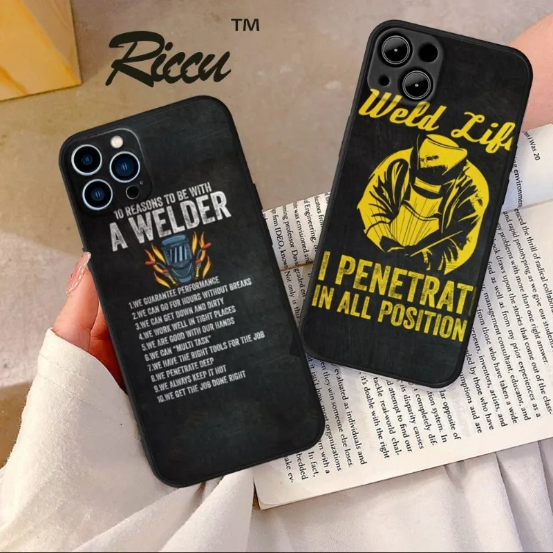 

Welder Welding Hot Metal Worker Phone Case FOR IPhone 14 13 11 12 Pro 8 7 Plus X Pro MAX XR XS MINI Soft Silicone Black Covers