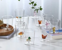 creative 3d animal glass water cup cute modeling household simple glass coffee juice drink milk cup home desktop accessories