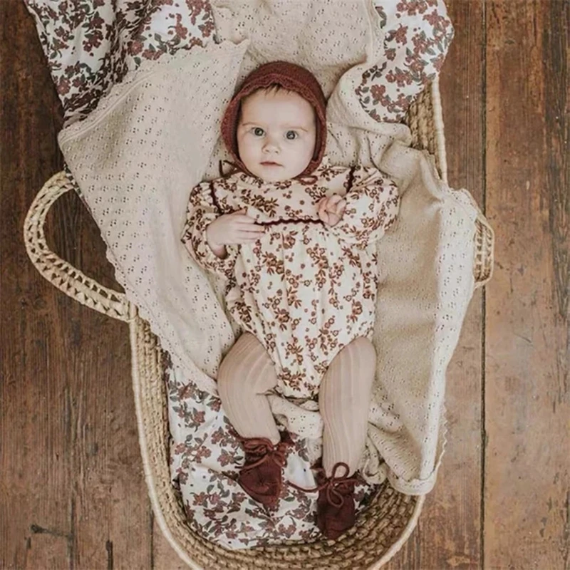 Baby Knitted Cotton Blanket Newborn Receiving Swaddle Wrap Bath Towel Bedding