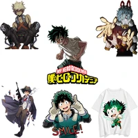anime my hero academy iron on patches for clothing cartoon hot transfers stickers for diy t shirt hoodies appliques clothes gift