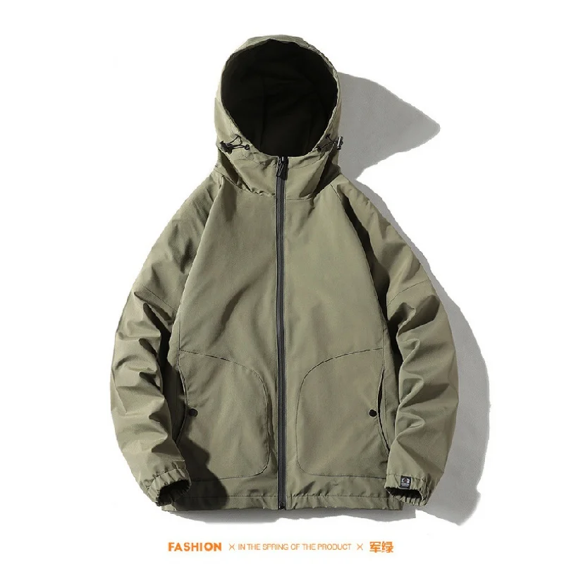 

Hooded Jacket Men 2022 Spring And Autumn New Solid Colour Retro Simple Baseball Jacket Youth Casual Jacket