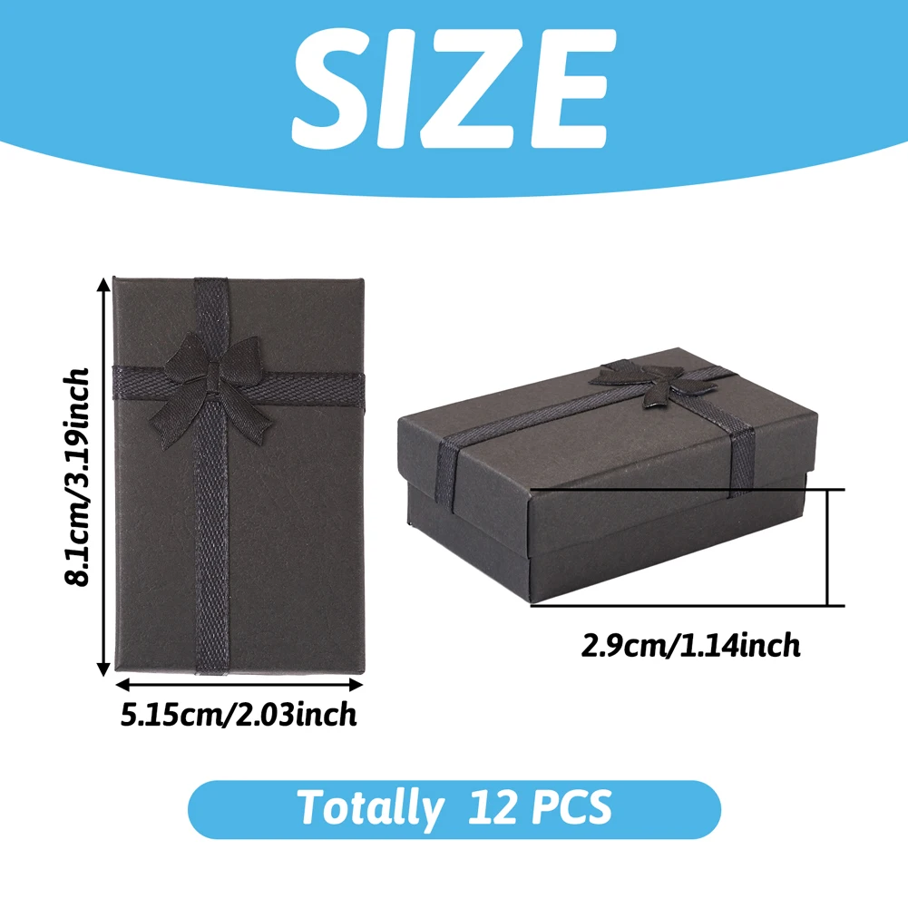 12 шт. бумажные подарочные коробки для украшений картонные с бантом подарков