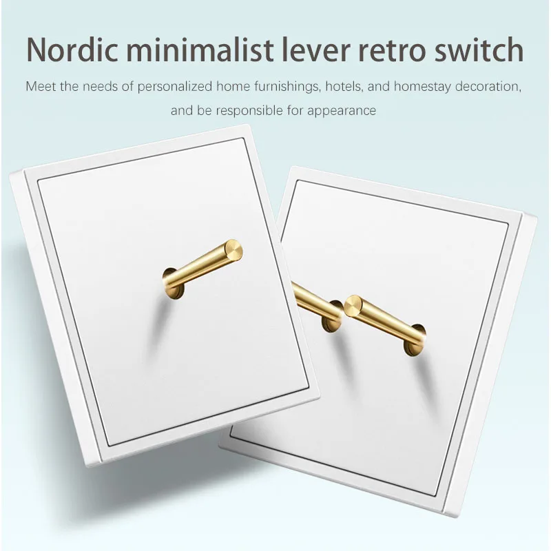 

White Wall Vintage Brass Lever Toggle Switch 1-4 Gang 2 Way Flame Retardant PC Panel Wall Light Switch