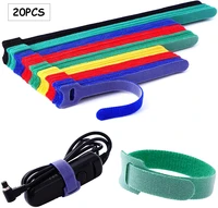 20pcs t type cable tie wire reusable cable ties colored nylon hook loop cord organizer wire computer data cable tie straps