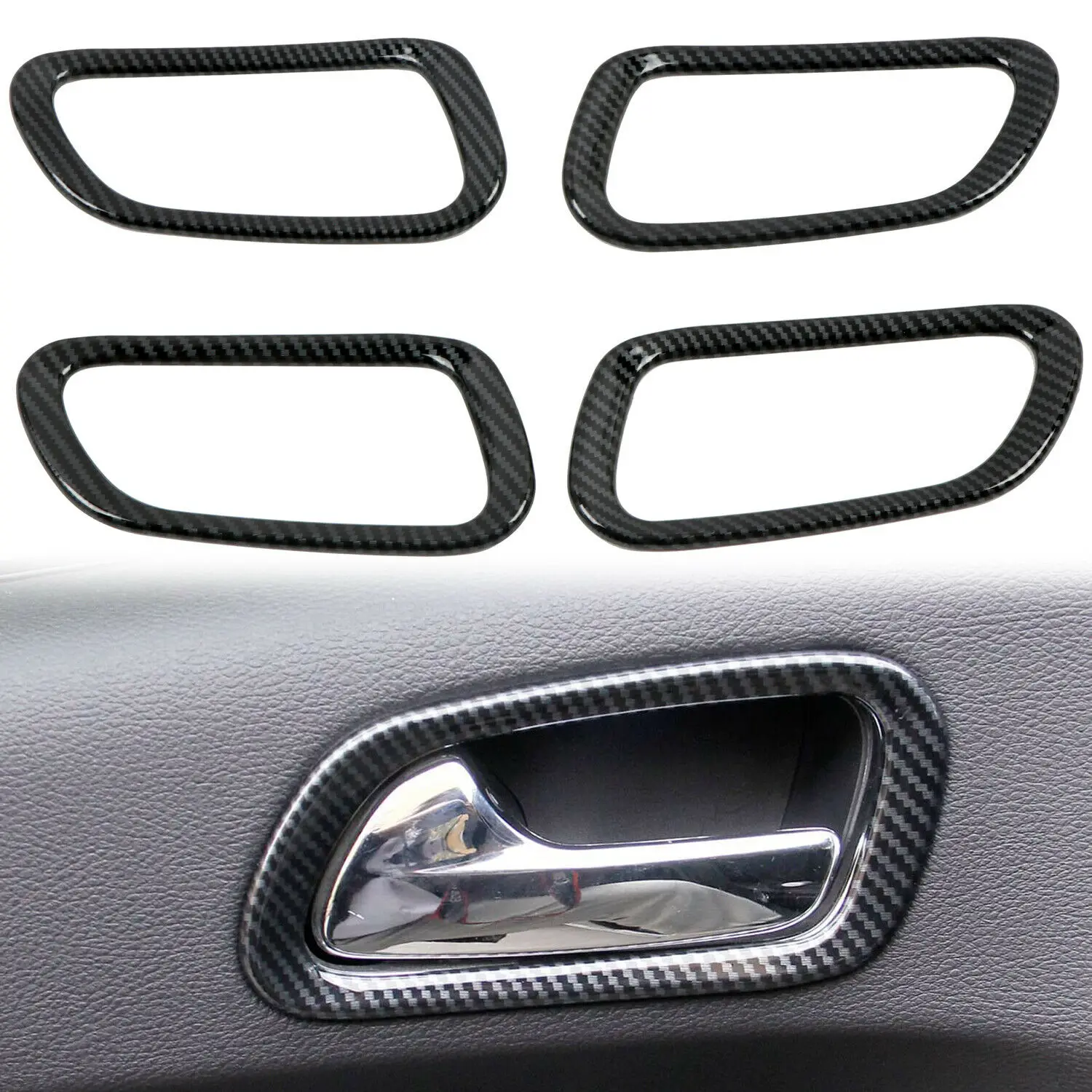 

Carbon Fiber Look Side Door Handle Bowl Cover Trim For Dodge Durango 2011-2020