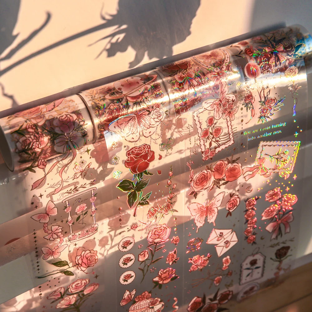 

Creative Vintage PVC Floral Washi Tape DIY Scrapbook Journal Decorative Stickers Stationery