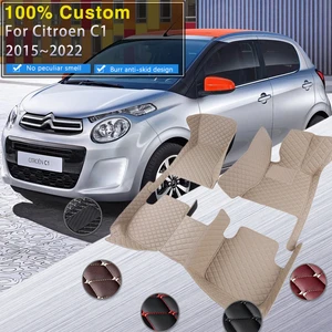 Car Floor Mats For Citroen C1 Peugeot 108 Toyota Aygo 2015~2022 Waterproof Carpets Leather Mat Pad Durable Rugs Car Accessories