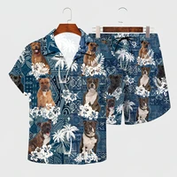 staffordshire bull terrier hawaiian set 3d all over printed hawaii shirt beach shorts men for women funny dog sunmmer clothes