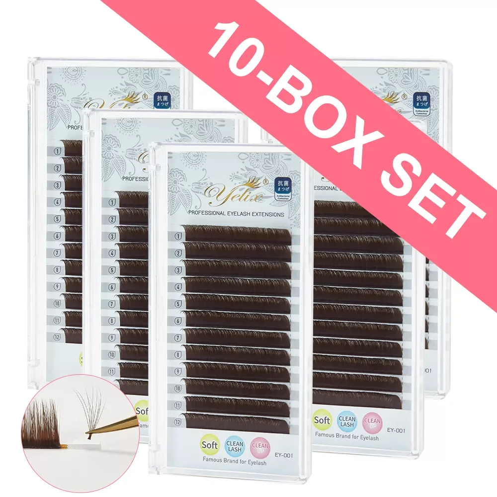 

10 шт., темно-коричневые ресницы для наращивания, 8-15 мм