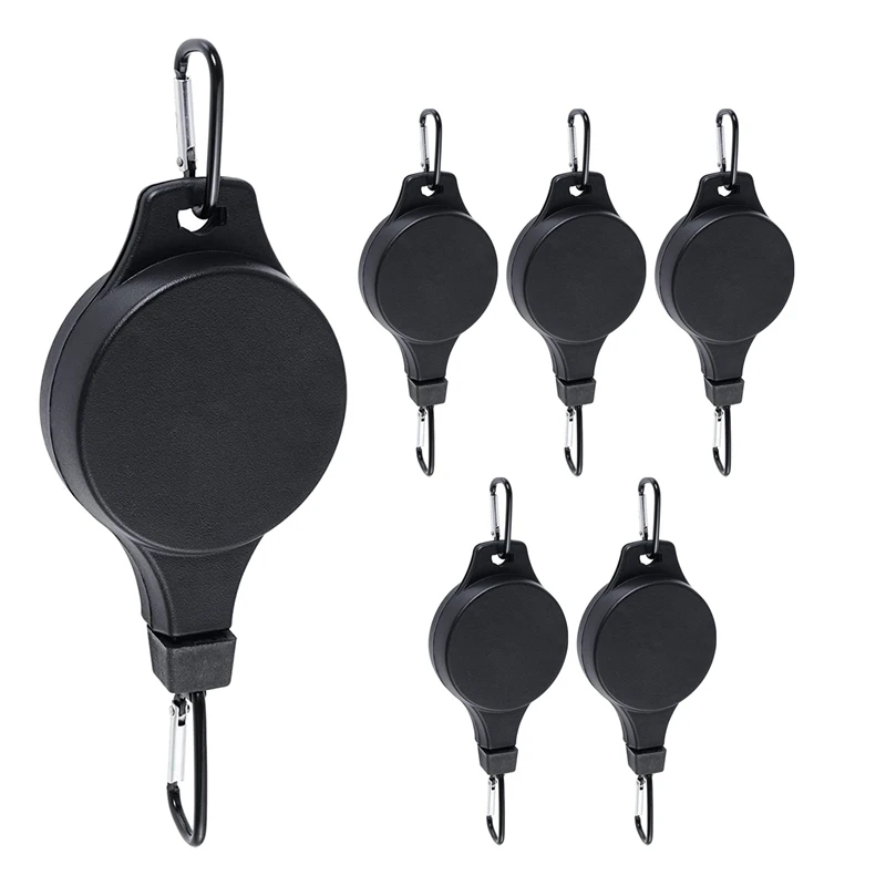 12 Pack Plant Pulley Retractable Hanger Easy Reach Plant Pulley Adjustable Height Wheel For Hanging Plants Indoor Black