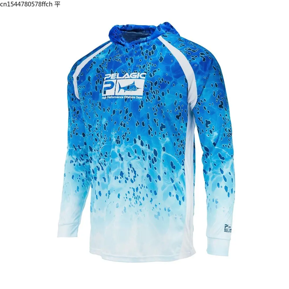 

Pelagi Long Sleeve Fishing Shirt Men UV Clothing Hooded Coat Sun Protectio Breathable Anti Mosquito Thin Fishing Shirts