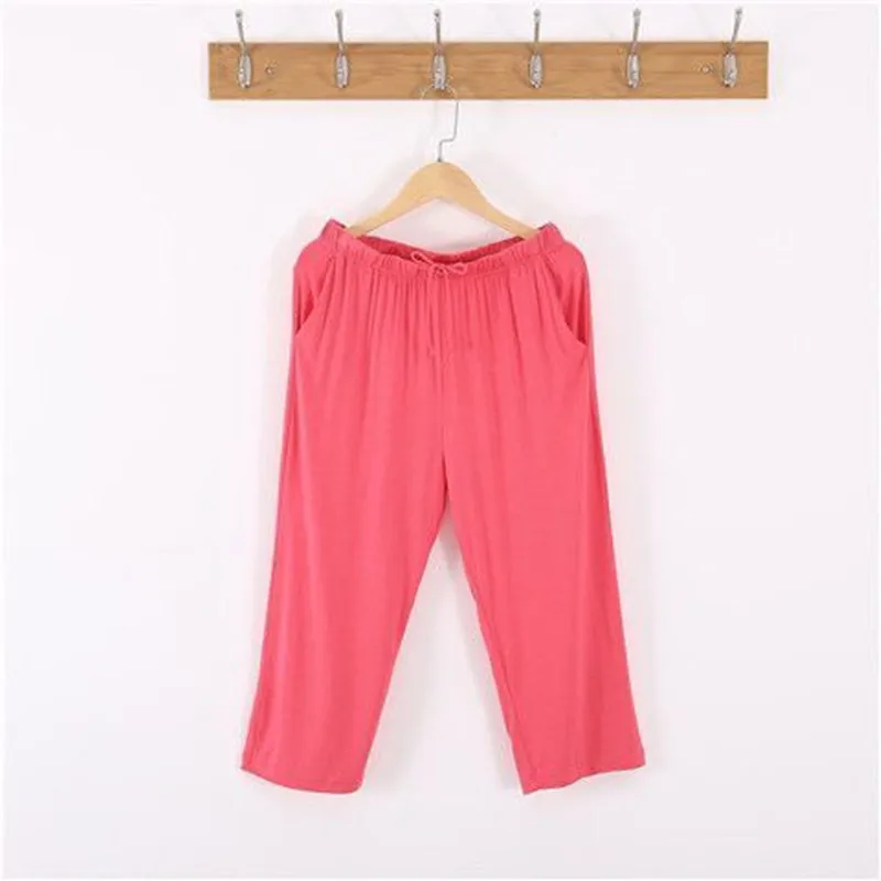 Summer Calf-Length Pants Casual Homewear Pant For Women High Elastic Pant Women's Modal Cotton  Drawstring Fashion Big Size 5XL