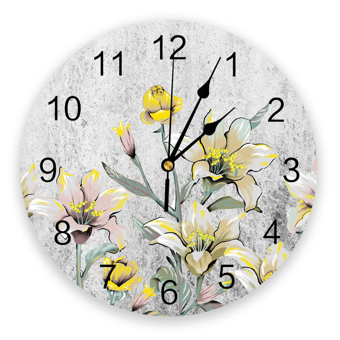 

Настенные часы с серыми желтыми цветами, Современный домашний декор для детской комнаты, настенные наклейки для гостиной