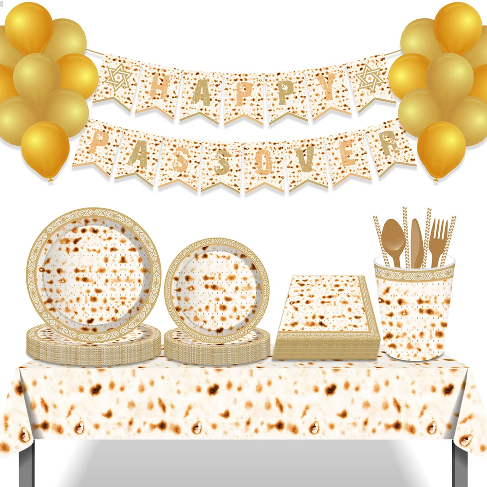 

Happy Passover Traditional Jewish day Festival Party Disposable Tableware Sets Tablecovers Dinner Set Plates Party Supplies