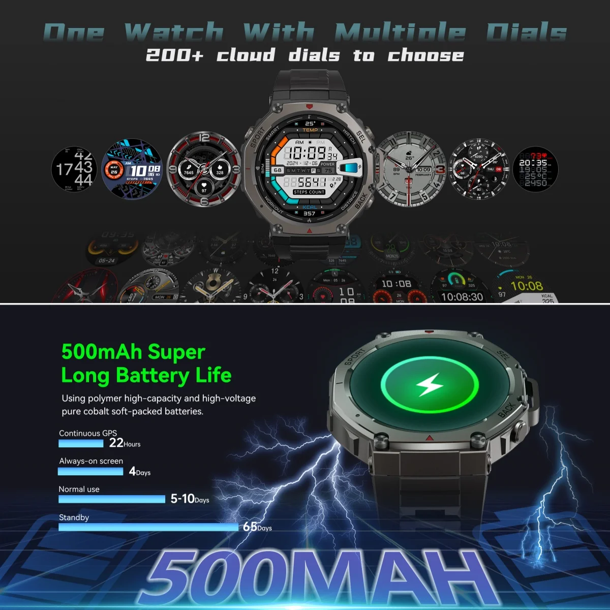 Оригинальные умные часы T-Rex 3, GPS, 5 атм, водонепроницаемые, встроенные, двухдиапазонные, GPS, GNSS, компас, военные умные часы для мужчин для Xiaomi iPhone (art.: 3920cc993a4f4) - 3920cc993a4f4