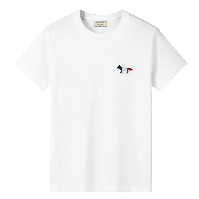 

Хлопковая футболка для мужчин и женщин, люксовый брендовый Модный классический базовый топ с вышивкой лисы и круглым вырезом для пар, с коротким рукавом, на лето