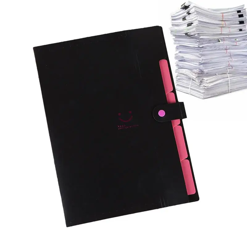 

File Organiser Folder Divided A4 Expandable Waterproof Document Holder Dustproof File Organiser With 5 Pockets & 4 Tabs Large