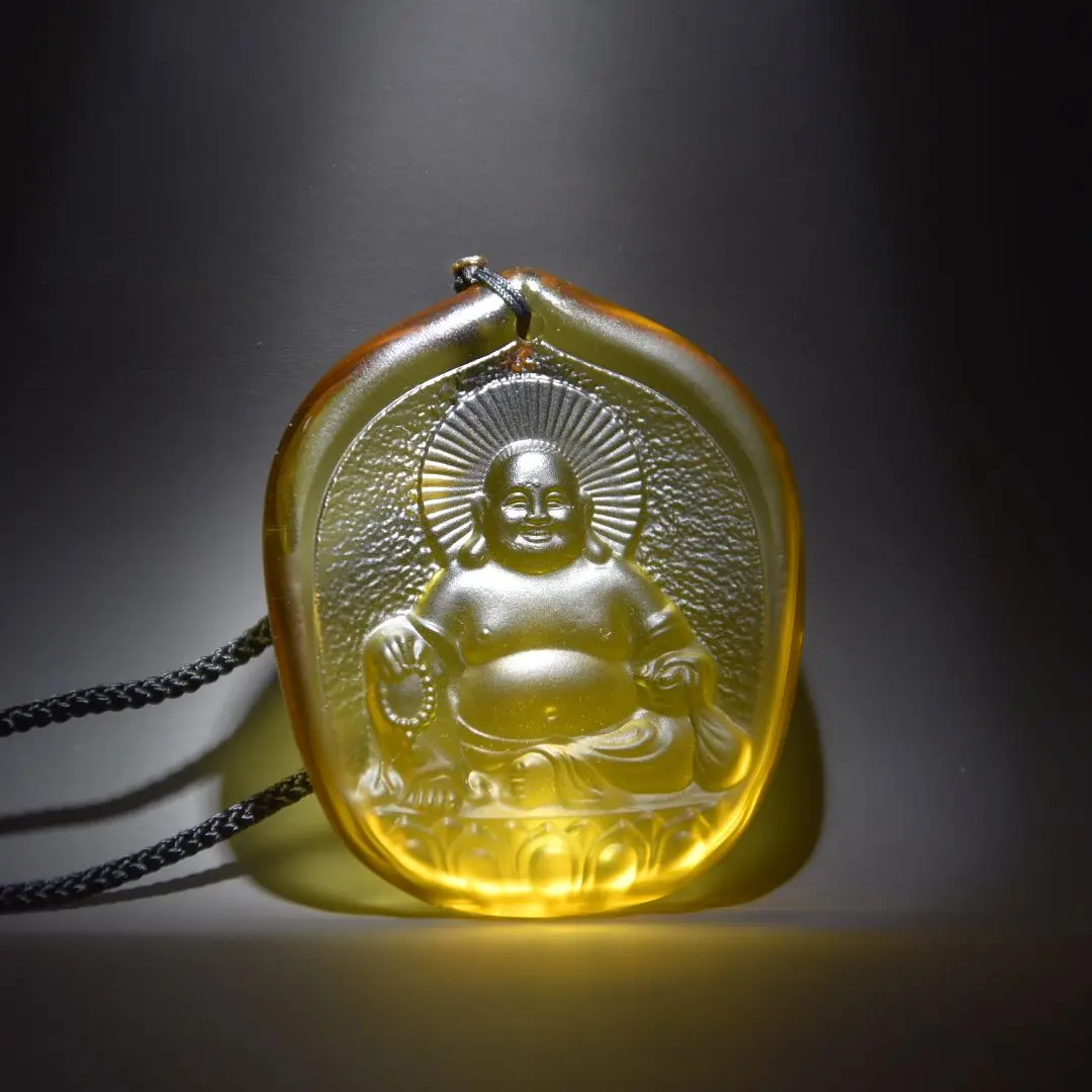

Китайская высокотехнологичная стеклянная метеоролитная статуя на удачу, ожерелье Будды/подвеска, каменное украшение