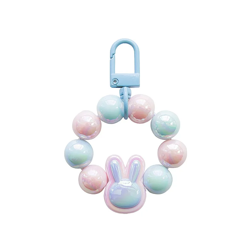 

Two-color Plated Acrylic Bunny Beaded Hanging decoration Key Chain Pendant Small Fresh Earphone Sleeve Bag Decoration