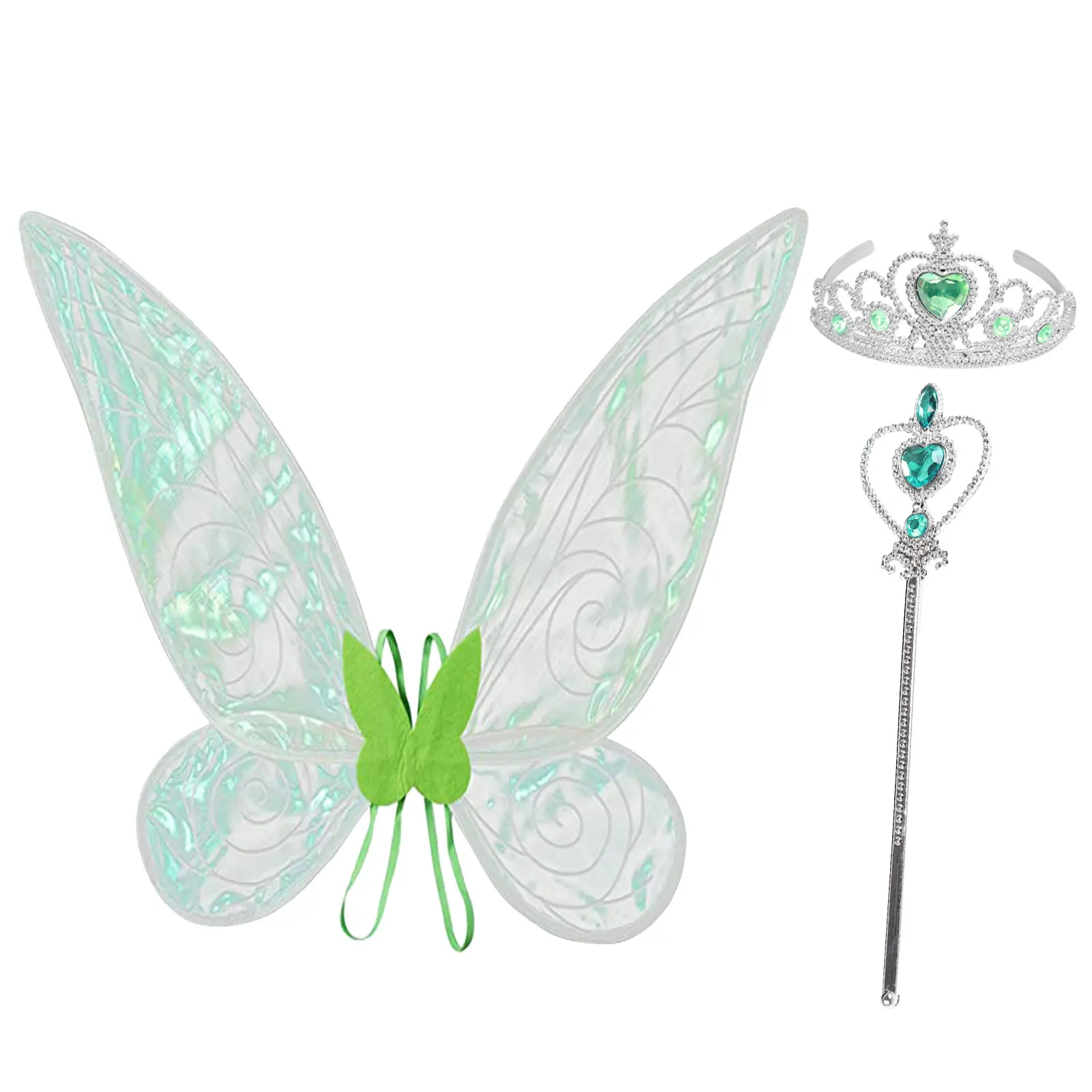 

Fairy Wings Dressing Up Costume Set Butterfly Wings Crown Magic Wand Set Glitter Sheer Angel Wings With Elastic Shoulder Straps