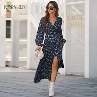 keby zj spring autumn women clothing wholesale floral print long dresses casual elegant holiday party long sleeve maxi dress