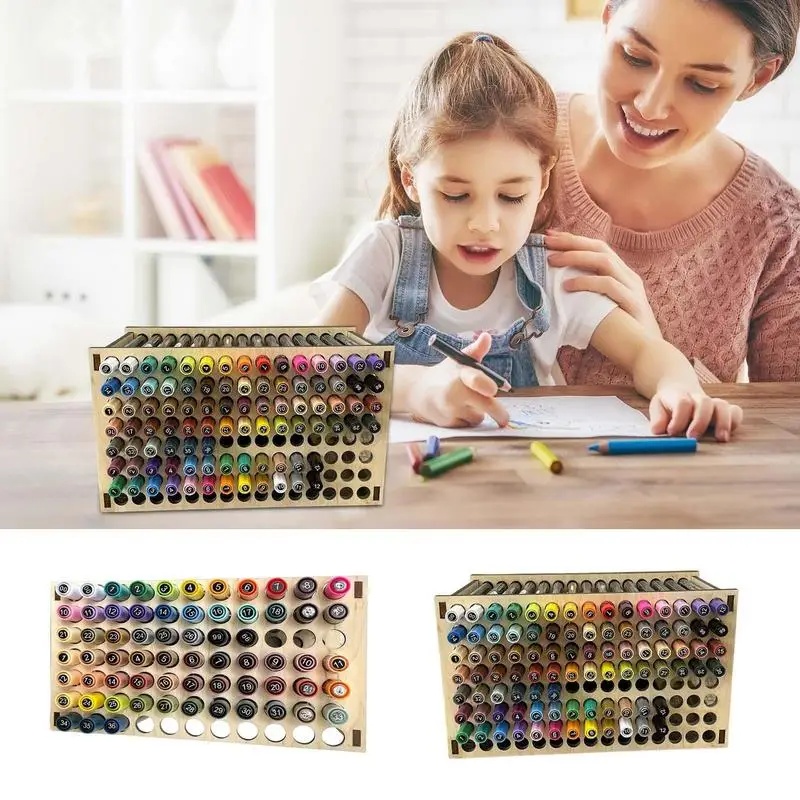 

Paint Brush Holder Wooden Painting Pen Desk Stand Organizer Holding Rack For Pens Paint Brushes Colored Pencils Markers