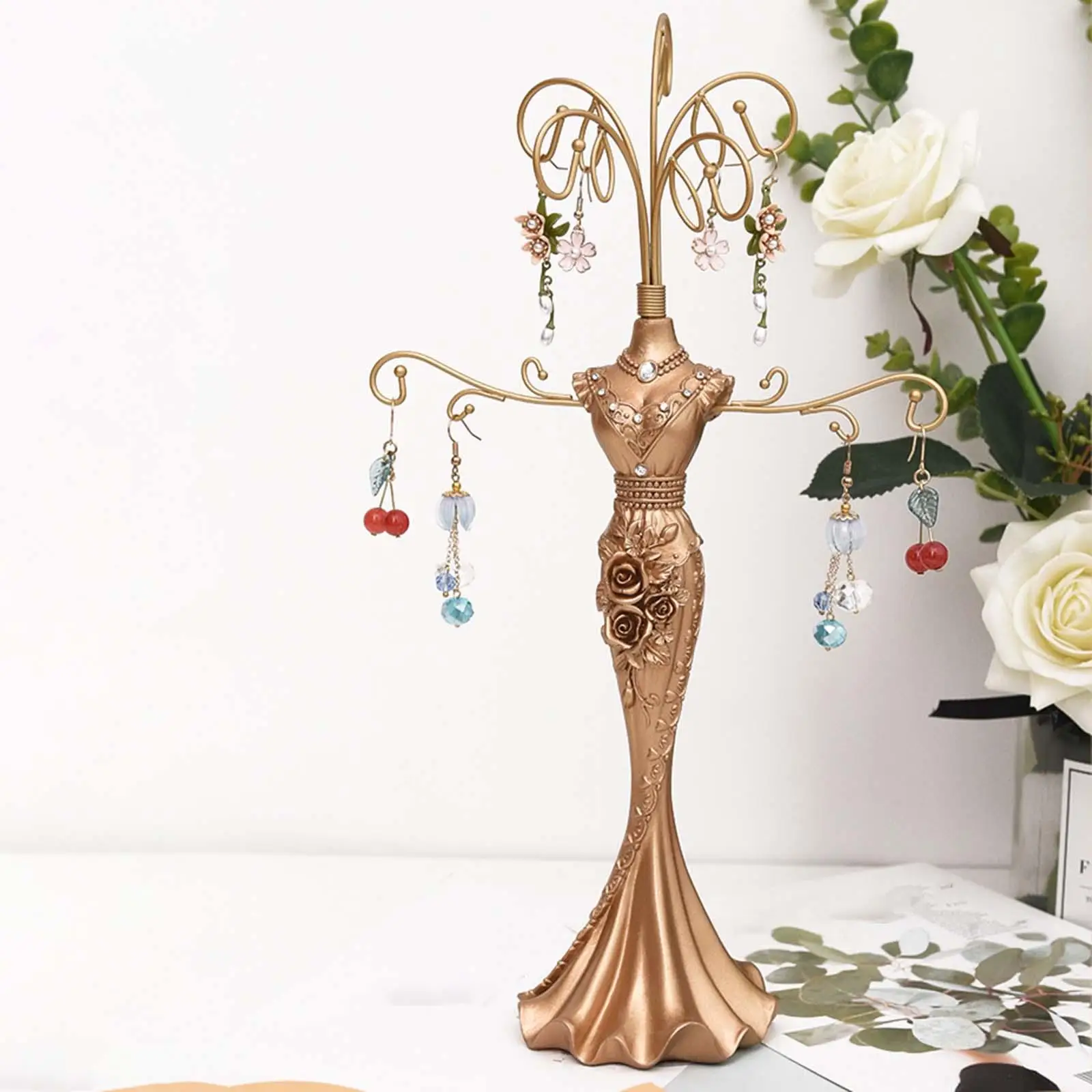 

Fashion Jewelry Display Rack Props Storage Show Case Necklace Organizer for Home Organization Bedroom Dresser Bathroom