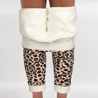winter warm pants women leopard print velvet thickened leggings sexy slim high waist pants cold resistant pencil pants