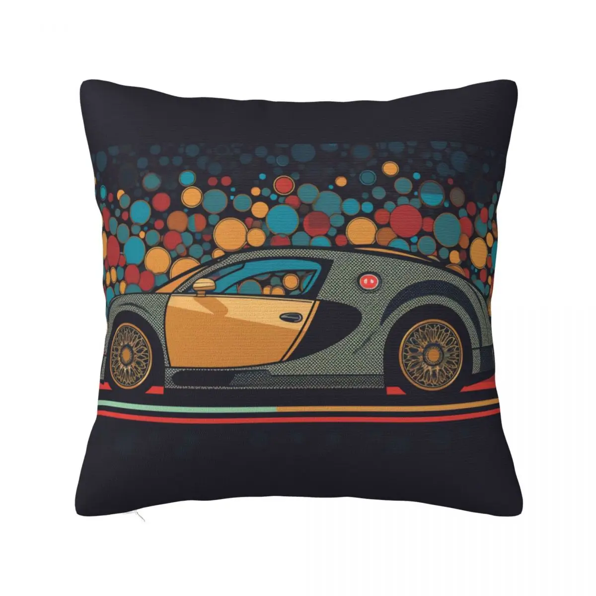 

Super Sports Car Pillow Case Retro Multicolored Summer Colored Pillowcase Polyester Bedroom Zipper Cover
