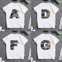 vintage dinosaur a z 26 letter design kids boy t shirt summer top childrens clothes white casual tops custom name graphic tees