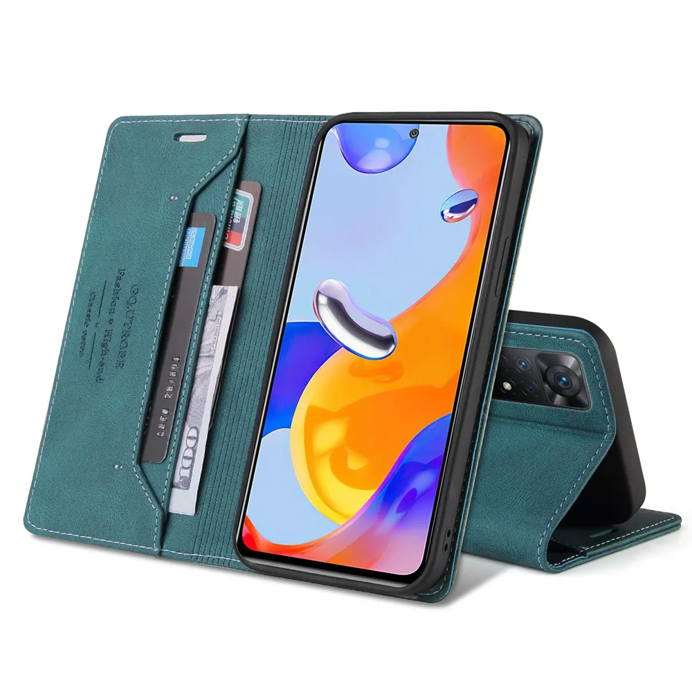 Кожаный чехол с защитой от кражи для Redmi Note 11 Pro 11S 10 9S 8 7A 9 Mi POCO F3 X3 X4 NFC M3 M4 11T телефона