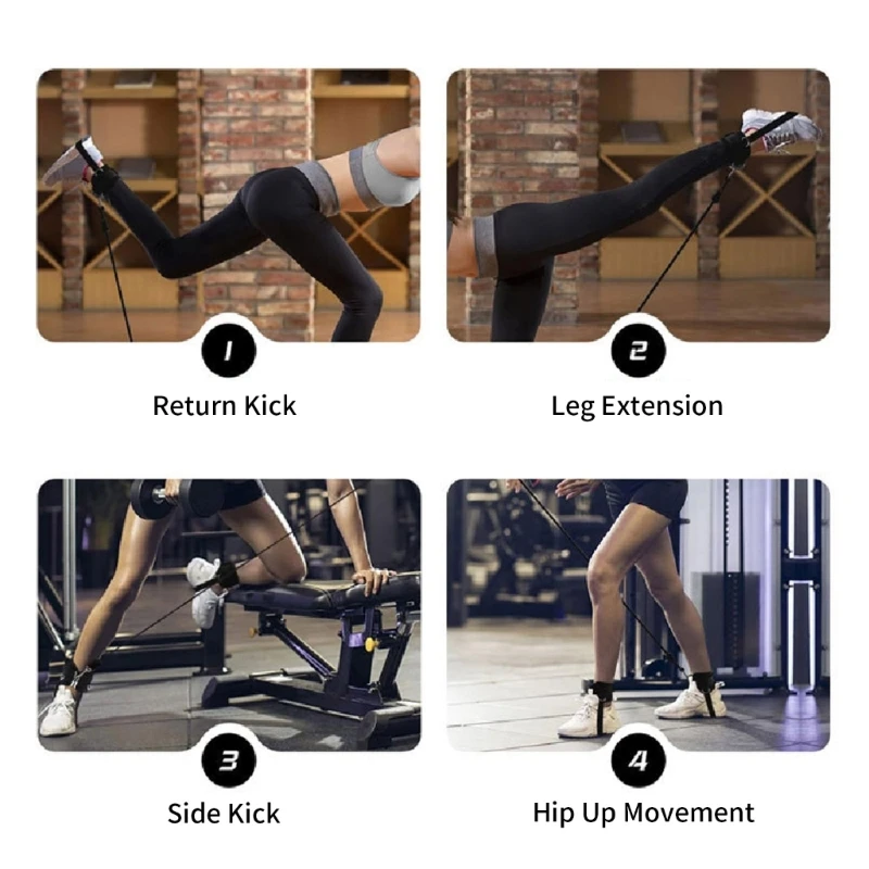 

1 пара ремней на щиколотку для тренажерного зала, ремни на щиколотку для фитнеса, мягкие манжеты на щиколотку с фиксированной веревкой, аксессуары для спортзала