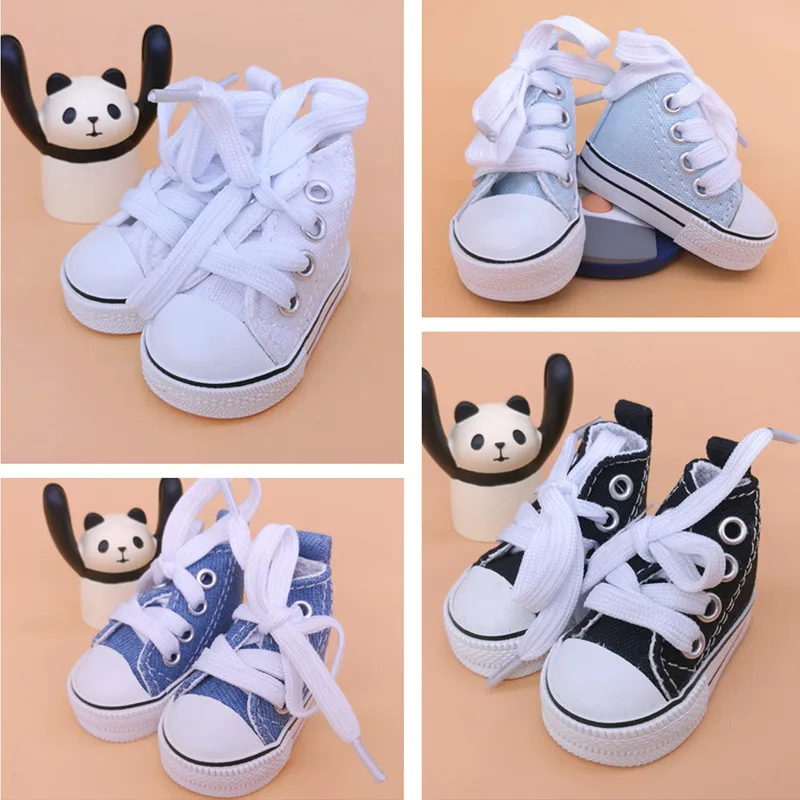 

4 Pairs/lot 2.36inches 6cm Canvas Sneakers For Dolls Paola Reina Minifee,Mini Toy Shoes 1/4 Bjd Doll Sports Shoes Accessories