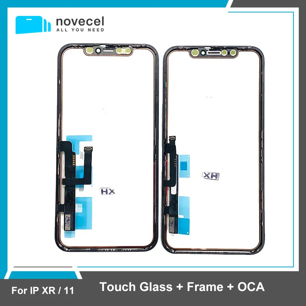 

Novecel 5 шт. короткий гибкий протестированный ЖК сенсорный дигитайзер стекло с OCA клеем для iPhone XR 11 экран внешнее стекло замена